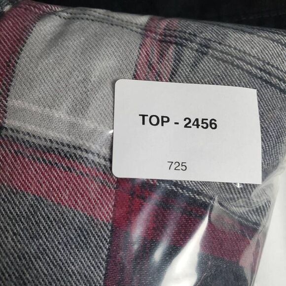 Maurices Red Plaid Button Down Shirt L Long Sleeve Collared Lightweight Cotton B - Picture 7 of 7